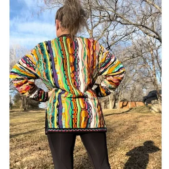 Coogi Australia Primary Color Abstract Weave Tunic Sweater Bold MEDIUM - Picture 3 of 12